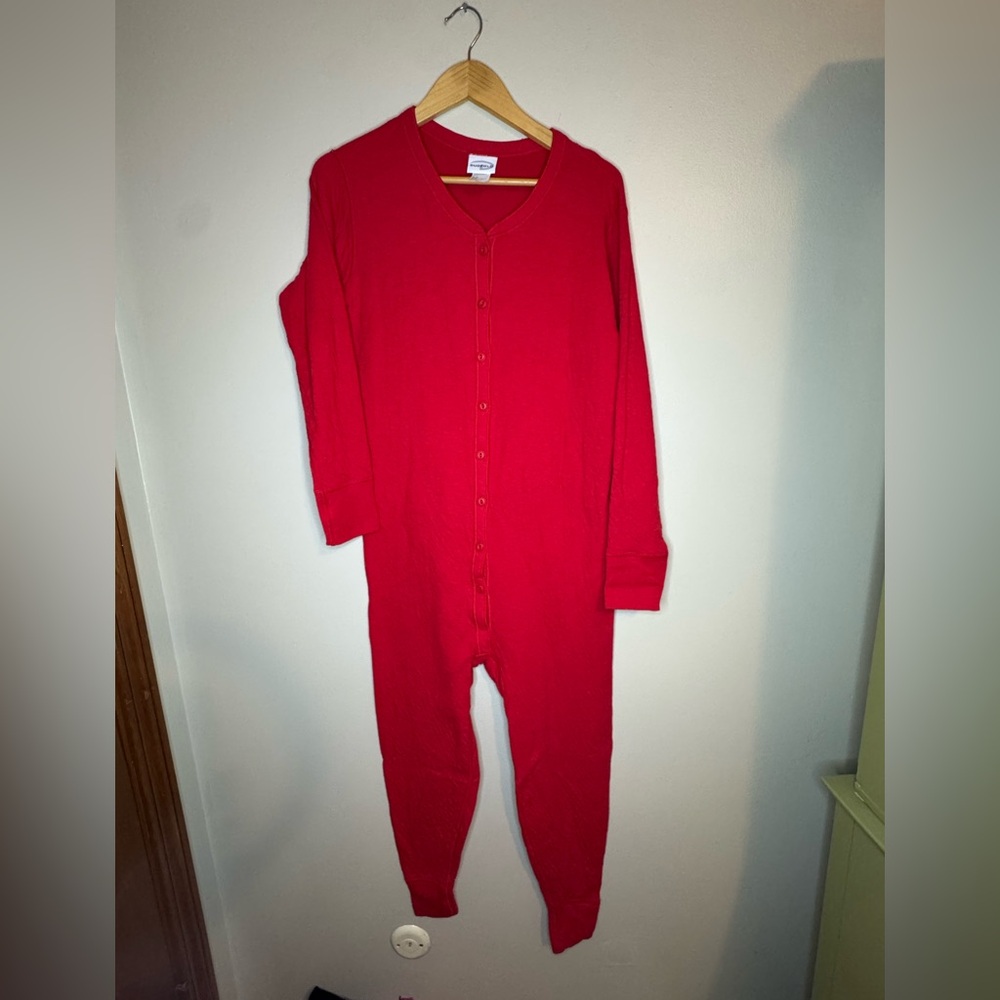 Duofold Red Merino Wool Blend Thermal Union‎ Suit Henley Button Front Men's M